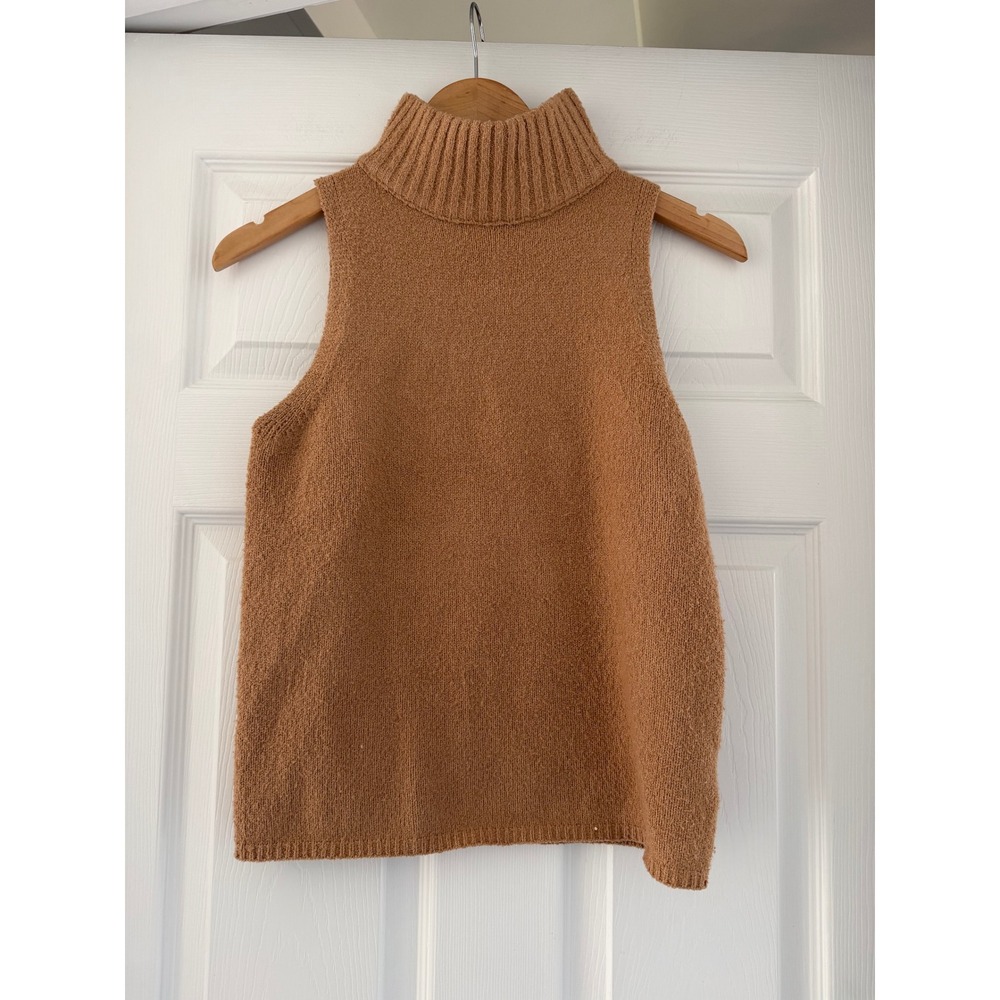 Express Womens Sleeveless Turtleneck Tank‎ Top Neutral Cleangirl